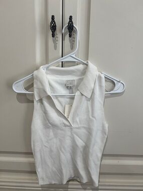 NWT A New Day Target White Ribbed Polo Crop Tank Top Size XS